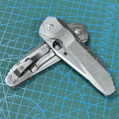 Spyderco Dmitry Sinkevich Folding Knife 3.74" S90V Stonewashed Plain Blade, TC4 Handles - C199TIP