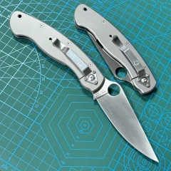 Spyderco Military Folding Knife 3.74" S30V Satin Plain Blade, Black TC4 Handles, Liner Lock - C36TIP
