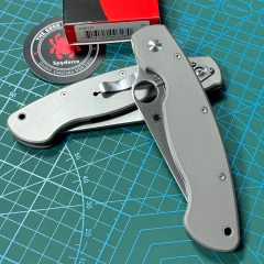 Spyderco Military Folding Knife 3.74" S30V Satin Plain Blade, Black TC4 Handles, Liner Lock - C36TIP