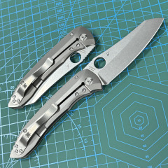 Spyderco Dmitry Sinkevich Folding Knife 3.9" S90V Stonewashed Plain Blade, TC4 Handles - C238TIP
