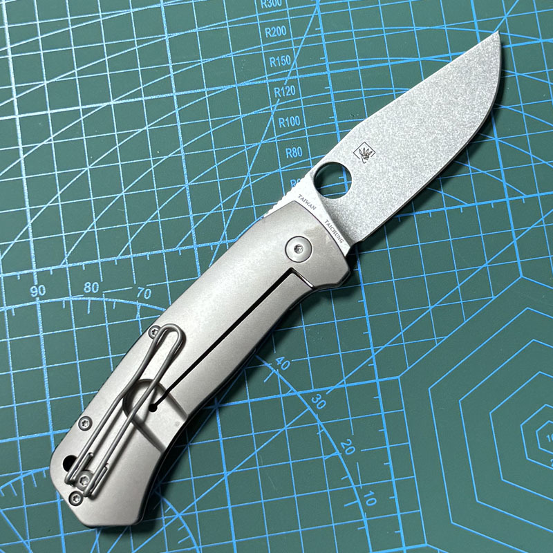 Spyderco C186TIP Folding Knife 3.43" D2 Satin Plain Blade, TC4 Handles - C186