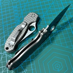 Spyderco Para 3 Folding Knife 2.91" S30V Satin Plain Blade, TC4 Handles (Paramilitary 3) - C223TIP