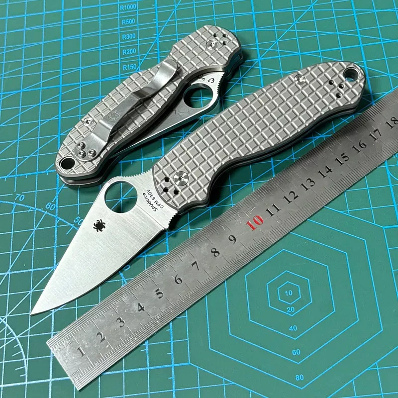 Spyderco Para 3 Folding Knife 2.91" S30V Satin Plain Blade, TC4 Handles (Paramilitary 3) - C223TIP