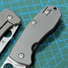 Spyderco Techno 2 Folding Knife 2.52" CTS-XHP Stonewashed Plain Blade, Titanium Handles, Frame Lock - C158TIP2