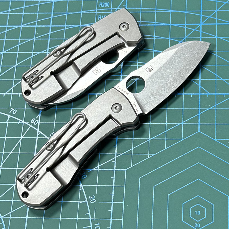 Spyderco Techno 2 Folding Knife 2.52" CTS-XHP Stonewashed Plain Blade, Titanium Handles, Frame Lock - C158TIP2