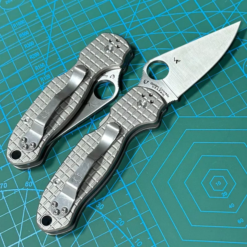Spyderco Para 3 Folding Knife 2.91" S30V Satin Plain Blade, TC4 Handles (Paramilitary 3) - C223TIP