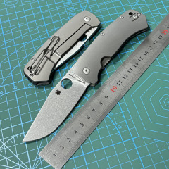 Spyderco C186TIP Folding Knife 3.43" D2 Satin Plain Blade, TC4 Handles - C186