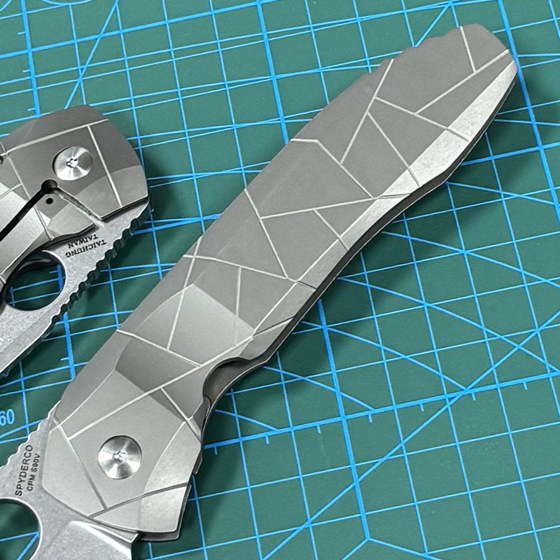 Spyderco Dmitry Sinkevich Folding Knife 3.74" S90V Stonewashed Plain Blade, TC4 Handles - C199TIP