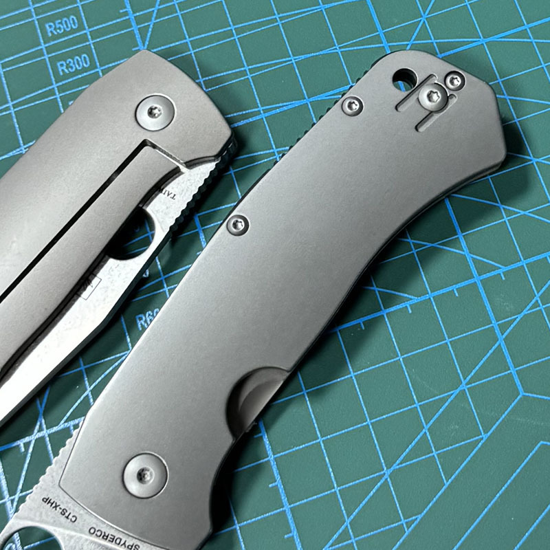 Spyderco C186TIP Folding Knife 3.43" D2 Satin Plain Blade, TC4 Handles - C186