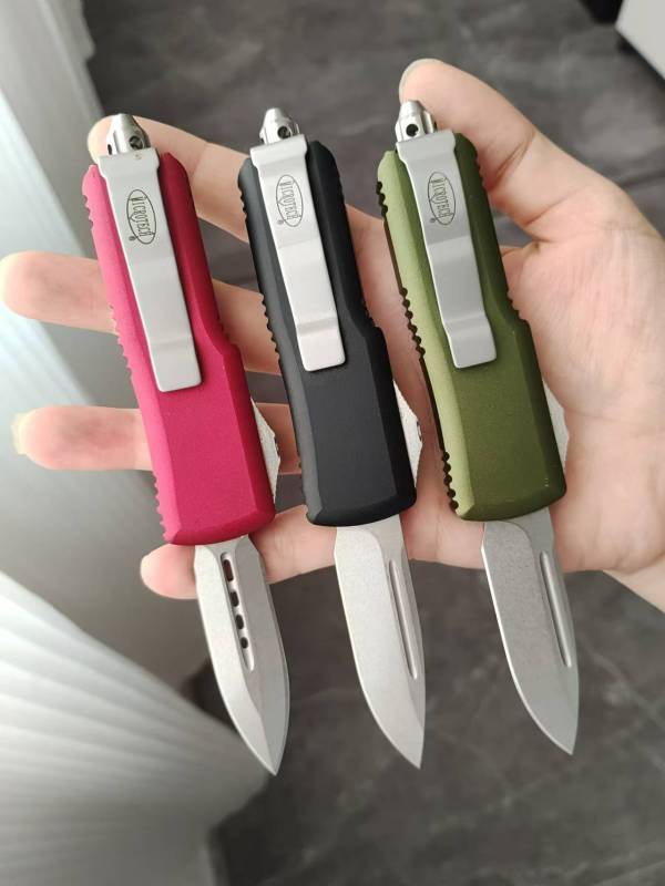 Microtech Mini Constellation AUTO OTF Knife 2.09" D2 Double Edge Dagger Blade, Aviation Aluminum Handles