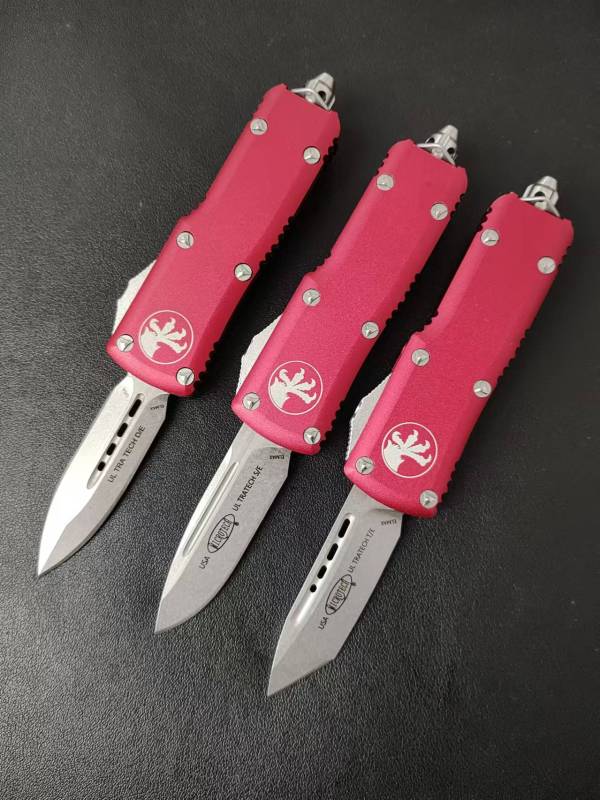 Microtech Mini Constellation AUTO OTF Knife 2.09" D2 Double Edge Dagger Blade, Aviation Aluminum Handles