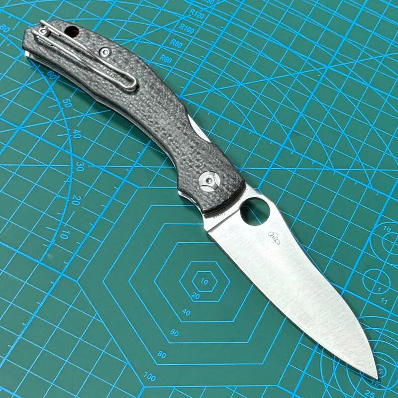 Spyderco C241 Kapara Folding Knife 3.54" S30V Satin Plain Blade, Carbon Fiber Handles - C241CF