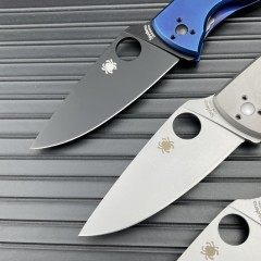 Spy C122 Frame Lock Folding Knife 3.35" S35V Satin Plain Blade, Titanium Handles (Chidori) - C122TI