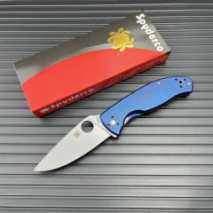 Spy C122 Frame Lock Folding Knife 3.35" S35V Satin Plain Blade, Titanium Handles (Chidori) - C122TI