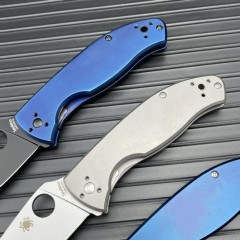 Spy C122 Frame Lock Folding Knife 3.35" S35V Satin Plain Blade, Titanium Handles (Chidori) - C122TI