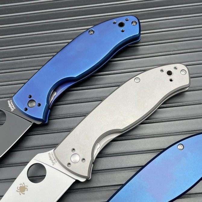 Spy C122 Frame Lock Folding Knife 3.35" S35V Satin Plain Blade, Titanium Handles (Chidori) - C122TI