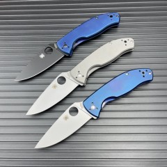Spy C122 Frame Lock Folding Knife 3.35" S35V Satin Plain Blade, Titanium Handles (Chidori) - C122TI