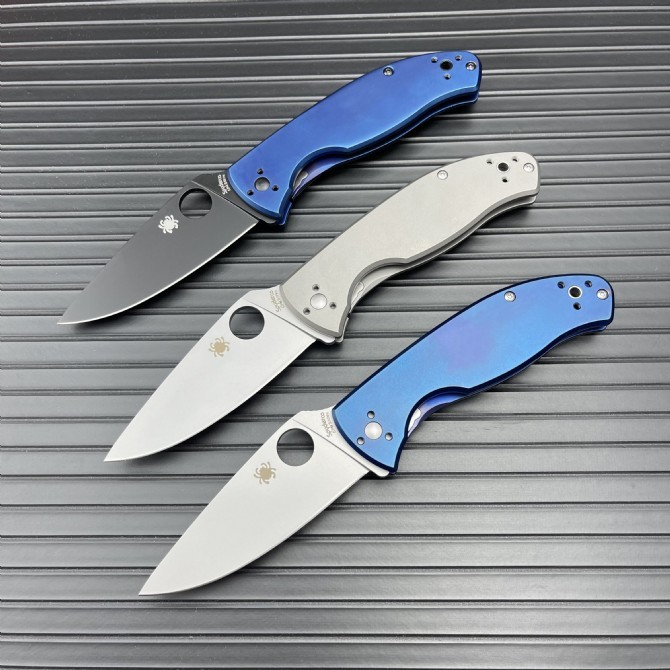 Spy C122 Frame Lock Folding Knife 3.35" S35V Satin Plain Blade, Titanium Handles (Chidori) - C122TI