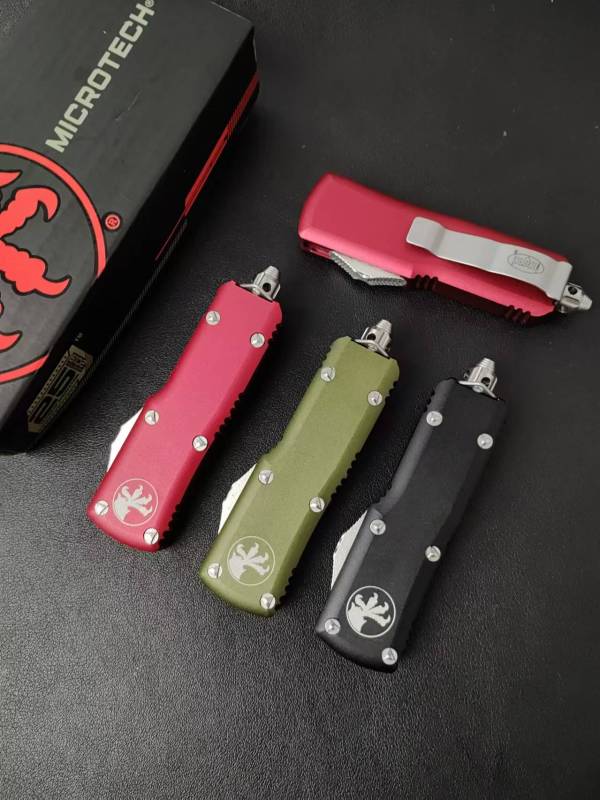 Microtech Mini Constellation AUTO OTF Knife 2.09" D2 Double Edge Dagger Blade, Aviation Aluminum Handles