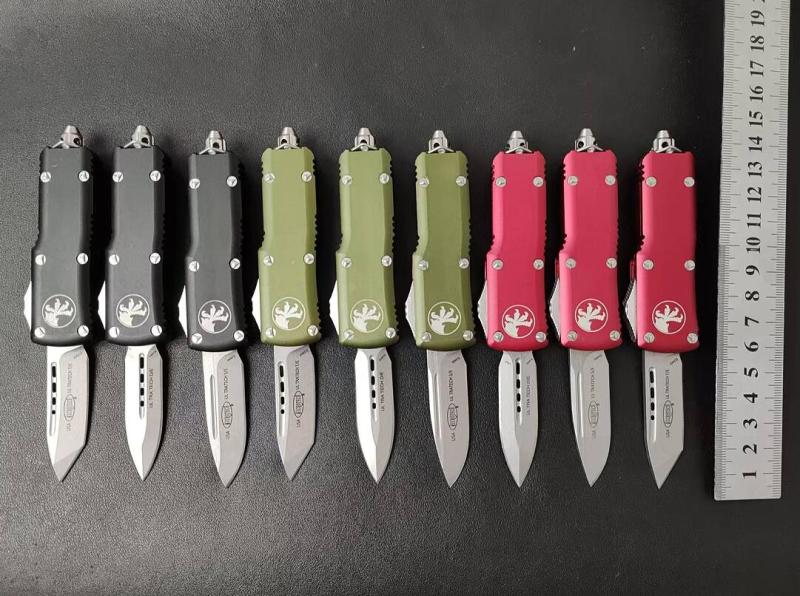 Microtech Mini Constellation AUTO OTF Knife 2.09" D2 Double Edge Dagger Blade, Aviation Aluminum Handles