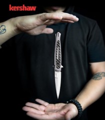 Kershaw 7150 Launch 8 AUTO Folding Knife 3.5" Stonewashed CPM-154 Spear Point Blade, Anodized Aluminum Handles w/ Carbon Fiber Inlay