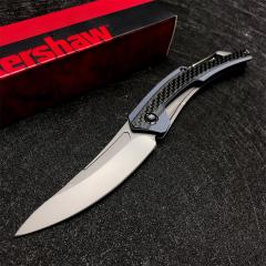 Kershaw 1225 Reverb XL Folding Knife 3" Black Upswept Blade, Blue-Gray G10 Handle with Carbon Fiber Overlay, Frame Lock
