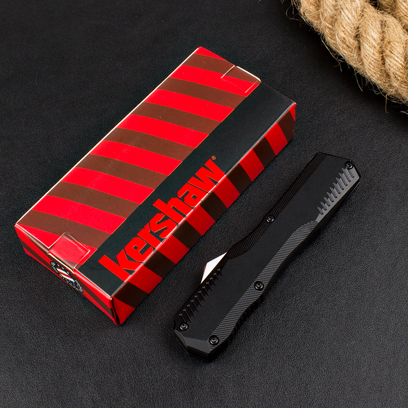 Kershaw 9000 Matt Diskin Livewire OTF AUTO Knife 3.3" CPM-MagnaCut Stonewashed Spear Point Blade, Black Aluminum Handles