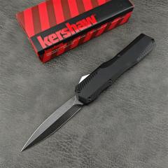 Kershaw 9000DE Matt Diskin Livewire OTF AUTO Knife 3.45" CPM-MagnaCut Black PVD Double Edge Dagger Blade, Black Aluminum Handles