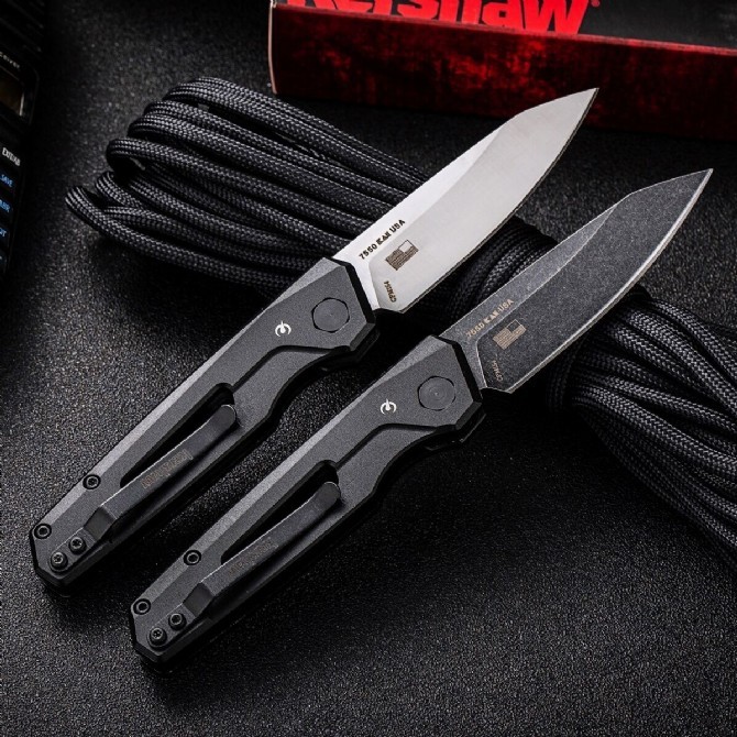 Kershaw 7550 Launch 11 AUTO Folding Knife 2.75" BlackWashed CPM-154 Tanto Blade, Black Aluminum Handles