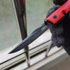 CRKT 7096 Red Rogers CEO Gentleman's Folding Knife 3.15" D2 Satin Plain Blade, Red G10 Handles