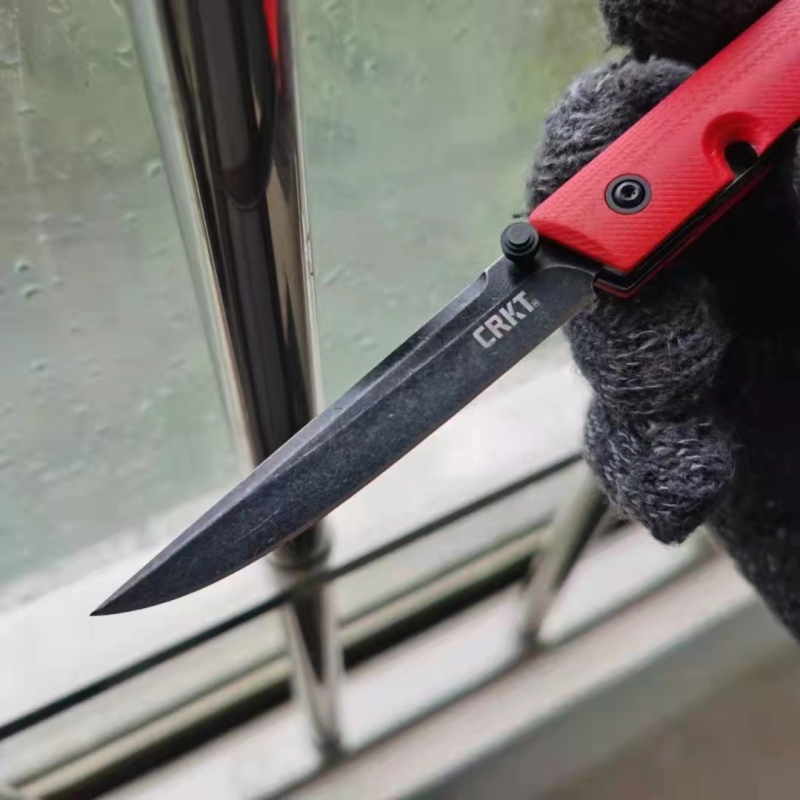 CRKT 7096 Red Rogers CEO Gentleman's Folding Knife 3.15" D2 Satin Plain Blade, Red G10 Handles