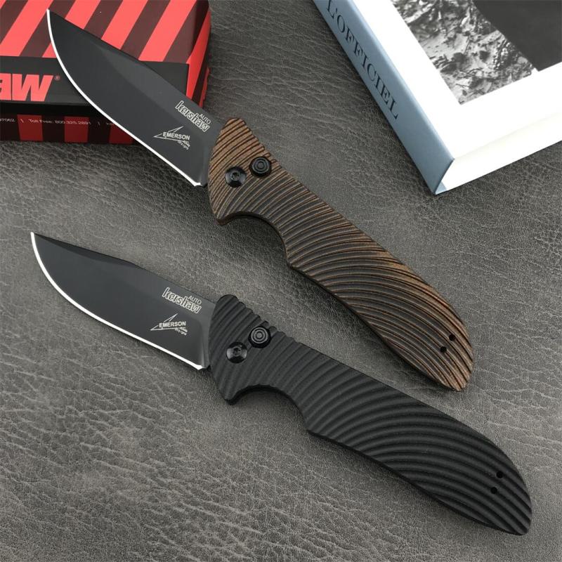 Kershaw 7600 Auto Folding Knife 3.35" Working Finish 8Cr13mov Drop Point Blade, G10 Handles