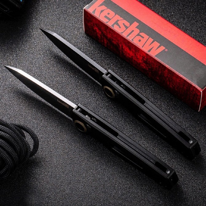 Kershaw 7550 Launch 11 AUTO Folding Knife 2.75" BlackWashed CPM-154 Tanto Blade, Black Aluminum Handles