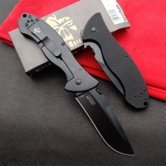 Kershaw Emerson 6045BLK Folding Knife 3.54" Working Finish 8Cr13mov Drop Point Blade, Black G10 Handles
