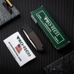 Pro-Tech Magic AUTO Folding Knife 3.07" 154CM DLC Plain Blade, Black Aluminum+Carbon Fiber Handles