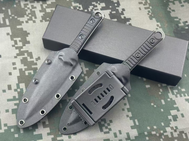 Microtech SBD201 Borka Fixed Blade Knife 4.33" M390 Dagger Blade Milled Black G10 Handles