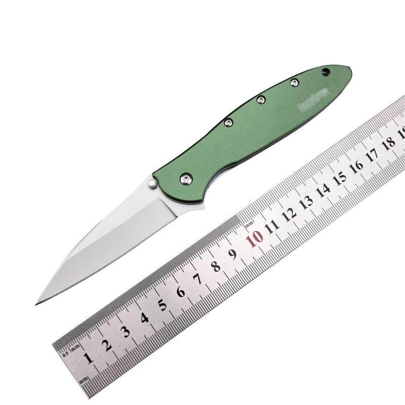 Kershaw 1660OL Ken Onion Leek Assisted Flipper Knife 3" Bead Blast Plain Blade, OD Aluminum Handles