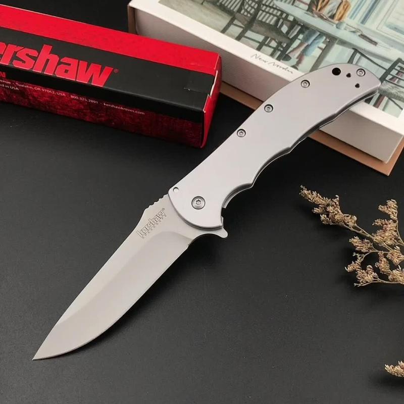 Kershaw 3655BW Folding Knife 3.35" Working Finish 8Cr13mov Drop Point Blade, Aluminum Handles