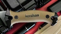 Kershaw 1077TAN Camp 10 Fixed 10" 65Mn Carbon Steel Blade, Tan Rubber Handles, GRN Sheath