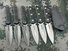 Microtech SBD201 Borka Fixed Blade Knife 4.33" M390 Dagger Blade Milled Black G10 Handles