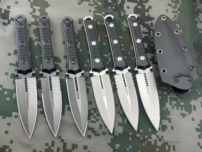 Microtech SBD201 Borka Fixed Blade Knife 4.33" M390 Dagger Blade Milled Black G10 Handles