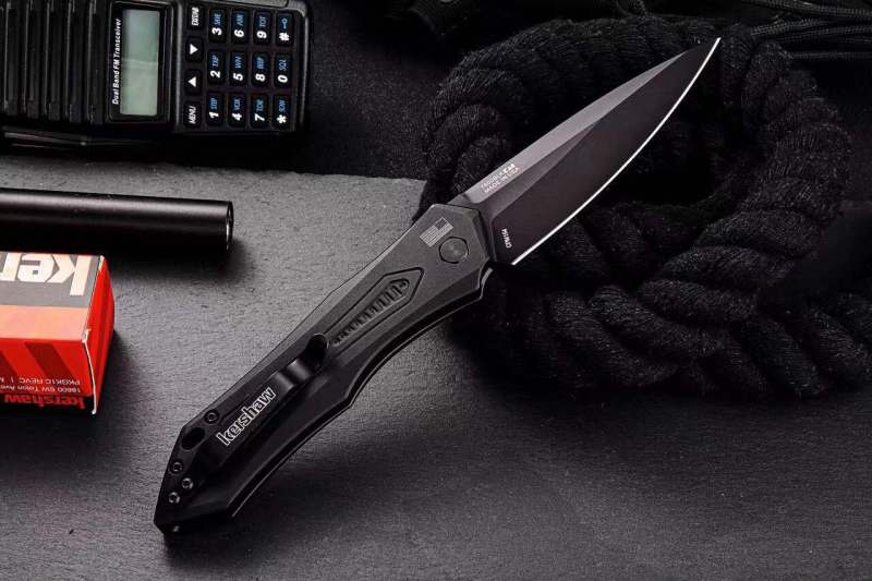 Kershaw 7800BLK Launch 6 AUTO Folding Knife 3.75" CPM-154 Black DLC Blade, Aluminum Handles