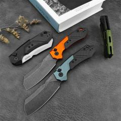 Kershaw 7850 Launch 14 AUTO Folding Knife 3.375" CPM-154 Stonewashed Cleaver Blade, Anodized Aluminum Handles with Carbon Fiber Scale - 7850SW