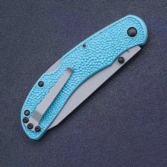 KA-BAR 5698SF USSF Space Force Corser Folding Knife 3.39" AUS-8A Gray Tanto Blade, Textured Blue GFN Handles