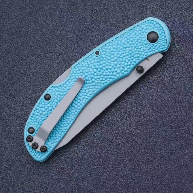 KA-BAR 5698SF USSF Space Force Corser Folding Knife 3.39" AUS-8A Gray Tanto Blade, Textured Blue GFN Handles