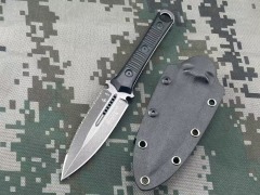 Microtech SBD201 Borka Fixed Blade Knife 4.33" M390 Dagger Blade Milled Black G10 Handles