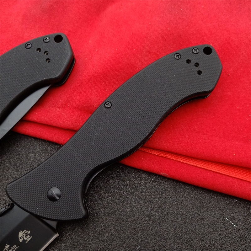 Kershaw Emerson 6045BLK Folding Knife 3.54" Working Finish 8Cr13mov Drop Point Blade, Black G10 Handles