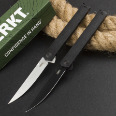 CRKT 7097 Rogers CEO Gentleman's Flipper Knife 3.35" 8Cr13mov Satin Plain Blade, Black ABS Handles, Liner Lock
