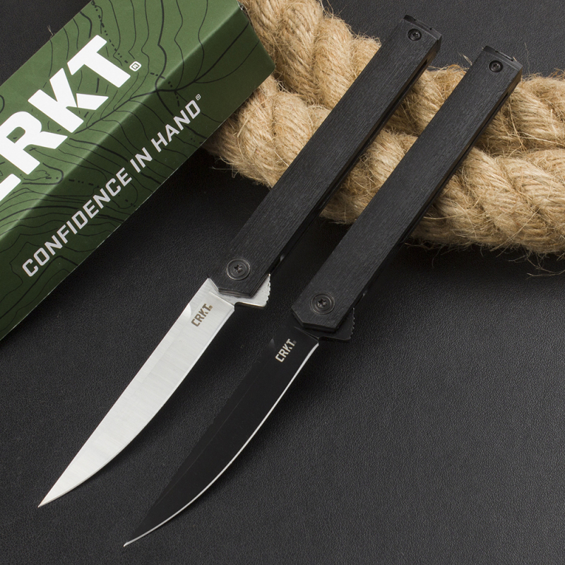 CRKT 7097 Rogers CEO Gentleman's Flipper Knife 3.35" 8Cr13mov Satin Plain Blade, Black ABS Handles, Liner Lock