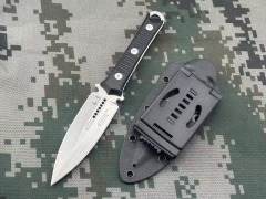 Microtech SBD201 Borka Fixed Blade Knife 4.33" M390 Dagger Blade Milled Black G10 Handles